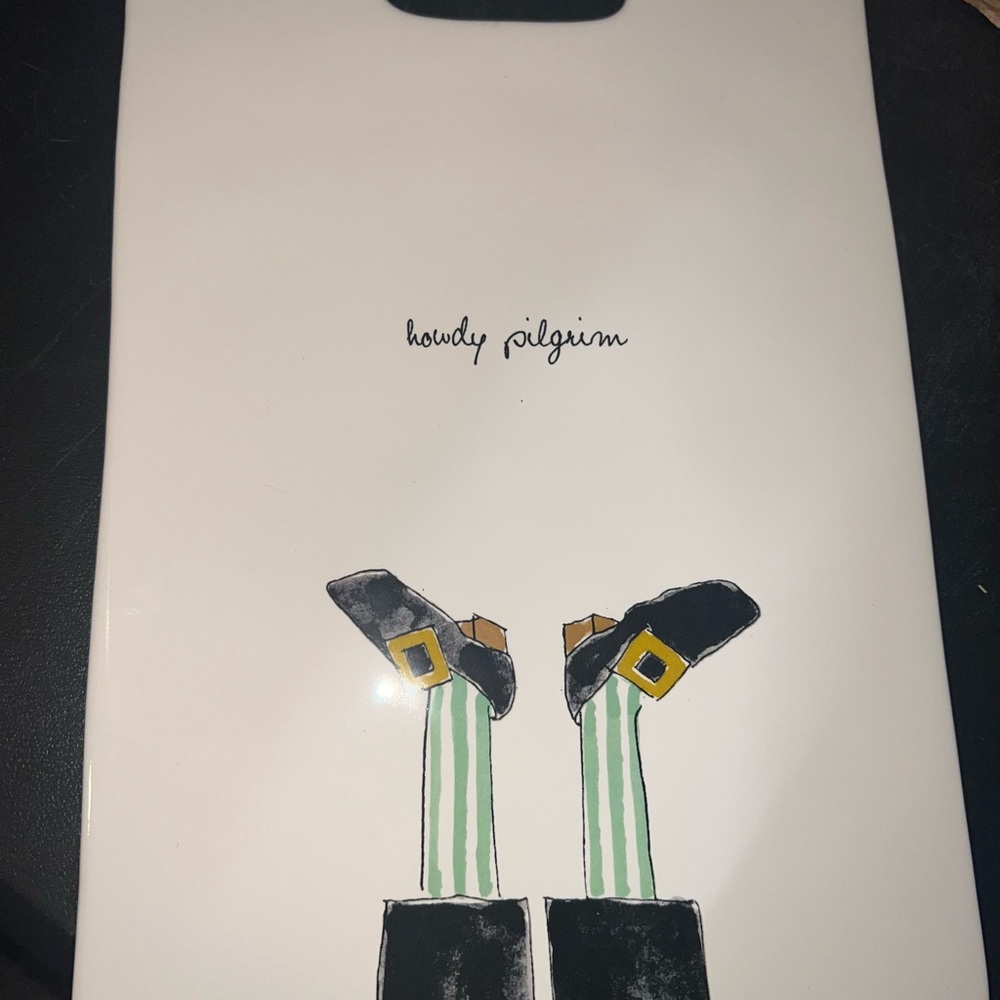 Rae Dunn White Cheese Board with Black and Green Design